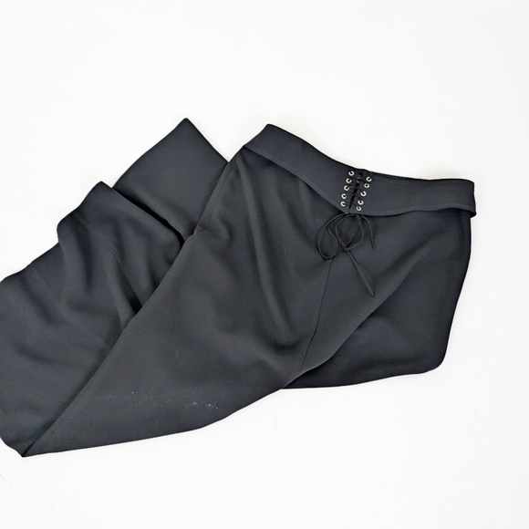 Louben Black Maxi Skirt Tailored Belt Tied Corset Thick Flared - Picture 2 of 10